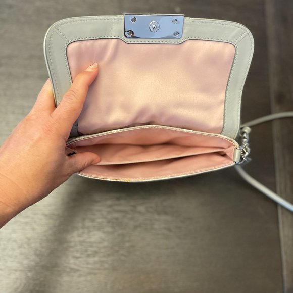 Coach Crossbody Pastel Gray Pink/Peach Bag Spring / Easter Converts to Hand Bag - Picture 3 of 9